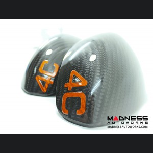 Alfa Romeo 4C Mirror Covers - Carbon Fiber - Full Replacements - Orange 4C 